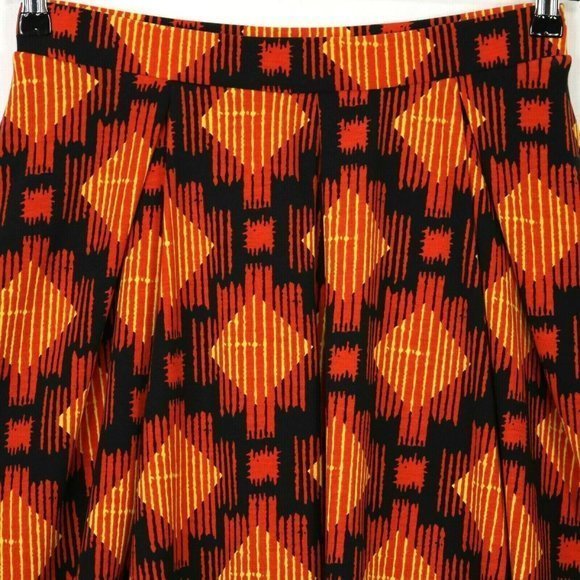 LuLaRoe Madison A-Line Pleated Skirt Orange Yellow Black M Medium - Picture 6 of 12